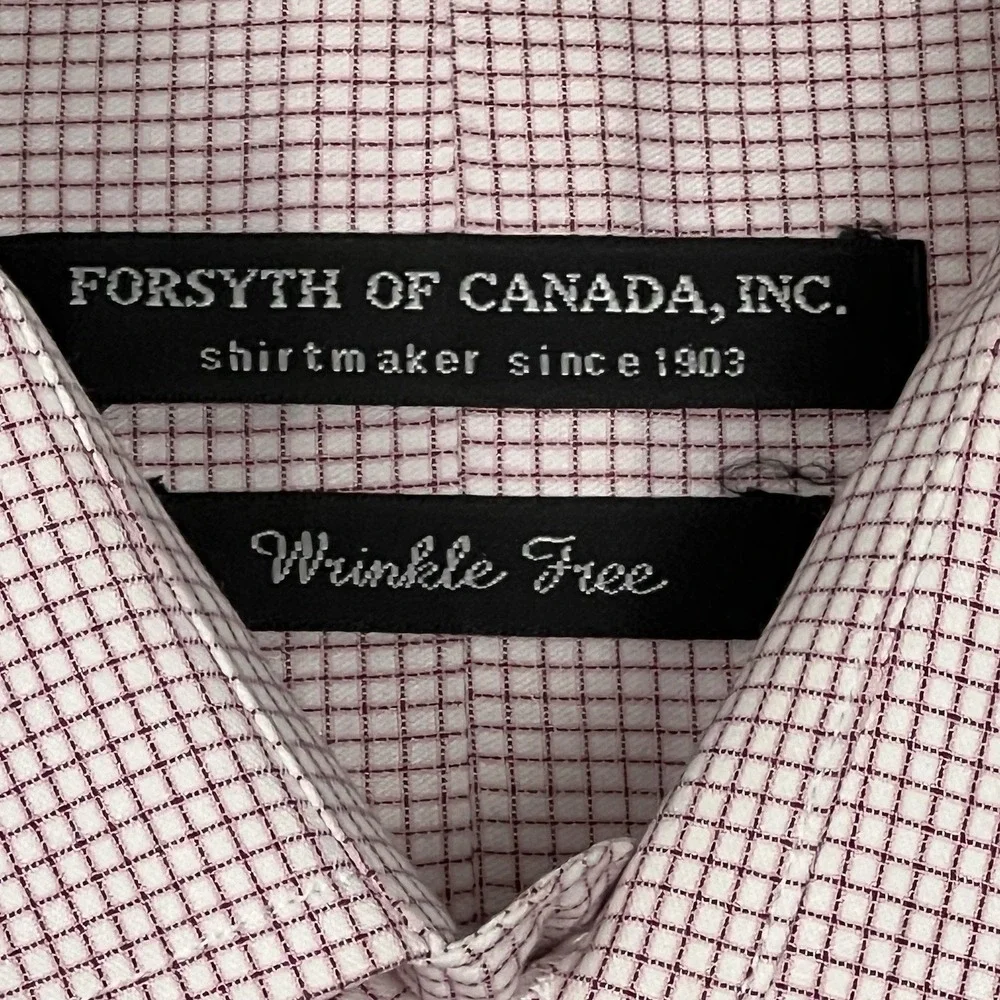 Forsyth of Canada Men's Plaid Wrinkle Free Long Sleeve Dress Shirt 17.5-35/35 - Picture 1 of 13